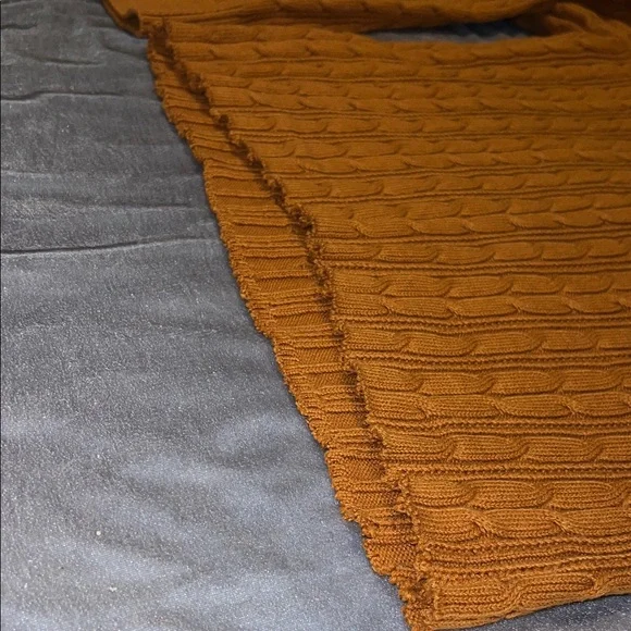 St. John's Bay Women’s Brown/Orange Fall Cable Knit Crewneck Sweater - Picture 3 of 4